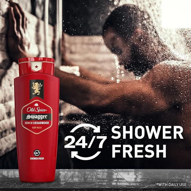 Old Spice Refreshing Body Wash for Men, 3X Defense, 24/7 Shower Fresh with Long Lasting Scent, Red Collection, Swagger wit...