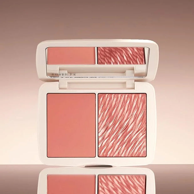 COVER FX Monochromatic Powder Blush Duo - Pink Dahlia: Soft Pink - Matte + Shimmer Finish - Create Custom, High Impact Col...