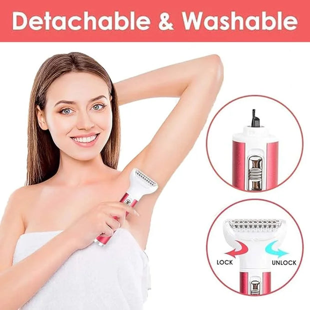 Electric Razor for Women,5 in 1 Womens Shaver Electric Bikini Trimmer Pubic Hair Removal Wet & Dry Painless Shaver for Leg...