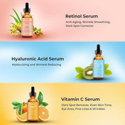 Face Serum Set – Retinol Serum, Vitamin C Face Serum & Hyaluronic Acid Serum for Face – Anti Aging Serum Skin Care Set for...