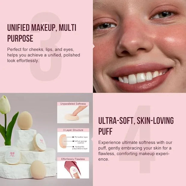 Multi-Use Makeup Cream Blush Stick, Unidollss 3-in-1 Buildable Powder Blush Stick for Cheek, Eye, and Lip, Hydrating formu...