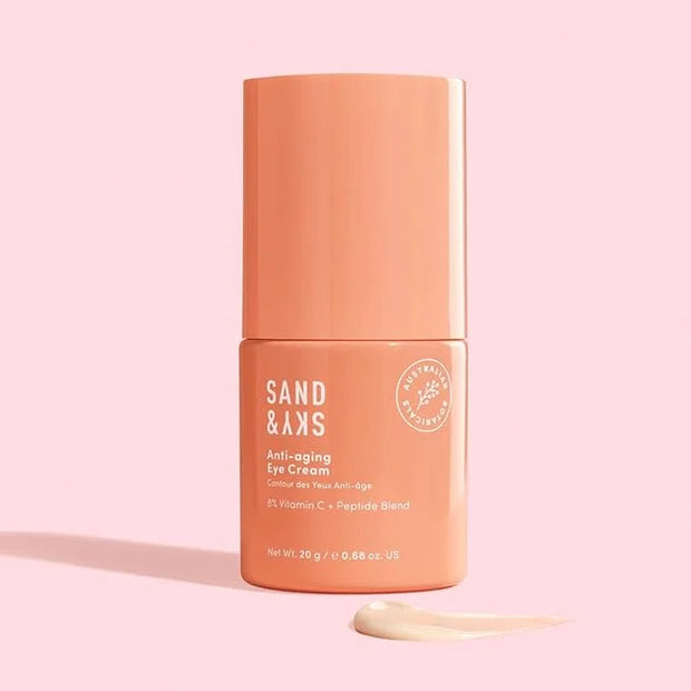 Sand & Sky Australian Essentials Anti-Aging Eye Cream with Peptides & Vitamin C - Under-Eye Brightening Formula, Reduces D...