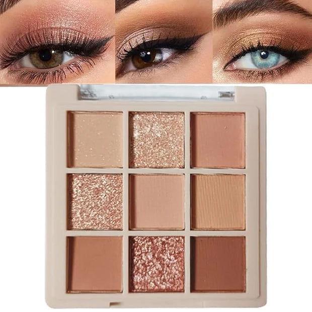 Eyeshadow Palette Makeup- 9 Colors Naked Eyeshadow Palette Matte Shimmer Korean Natural Eye Shadow palettes Highly Pigment...