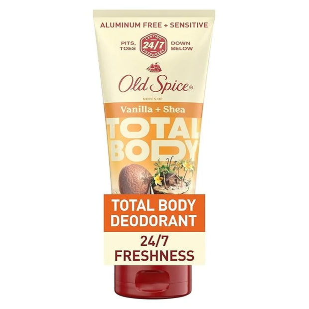 Old Spice Whole Body Deodorant for Men, Total Body Deodorant, Vanilla + Shea, Aluminum Free Deodorant Cream for 24/7 Fresh...