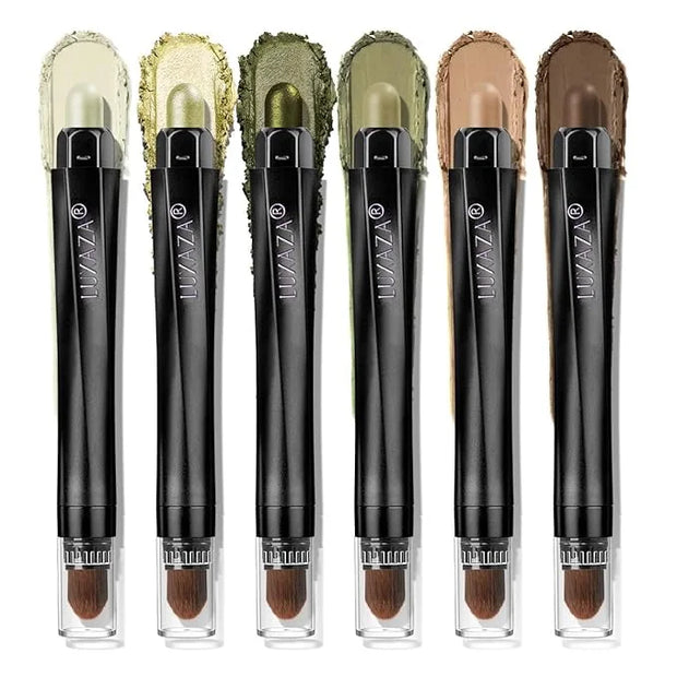 Neutral Eyeshadow Stick Makeup Set, Metallic Shimmer Matte Cream Eye Shadow Eyeliner Brightener Pencil Crayon - Classic 6P...