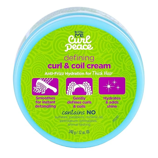 Just For Me Curl Peace Defining Curl & Coil Cream - Holds & Hydrates, Contains Flaxseed, Avocado Oil & Black Castor Oil, N...
