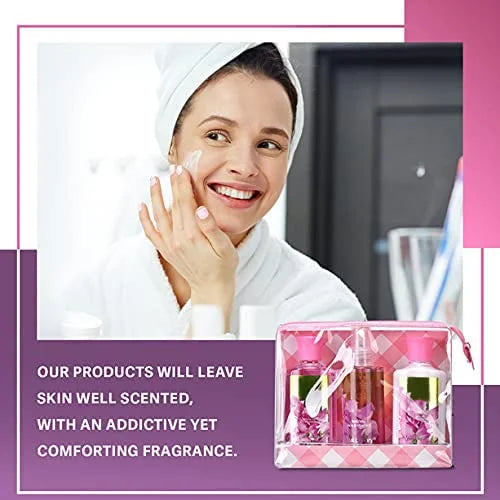 Bath & Body Care Travel Set Pea Flower Scent Home Spa Set with Body Lotion, Shower Gel and Fragrance Mist - Product Image