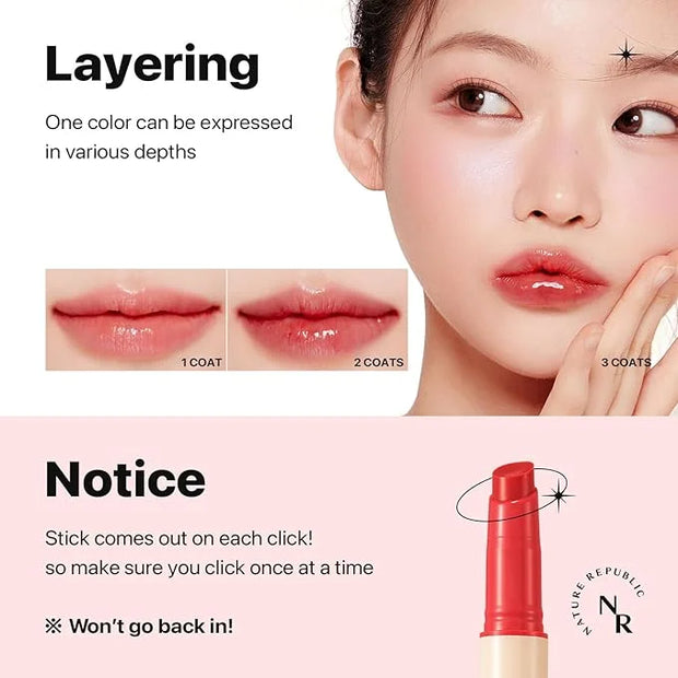 Nature Republic HONEY MELTING LIP (04 POMEGRANATE) SOFT LIP STICK, Hydrating Gloss, Moisturizing balms, Sheer tint, Shine ...