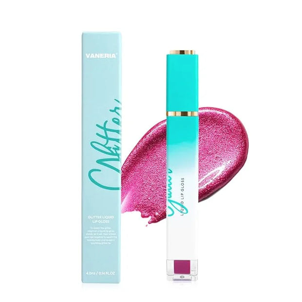 VANERIA Glitter Lip Gloss Shimmer,Matte Liquid Lipstick Rapid Drying,Long Lasting Highly Pigmented Color,Waterproof,Lipglo...