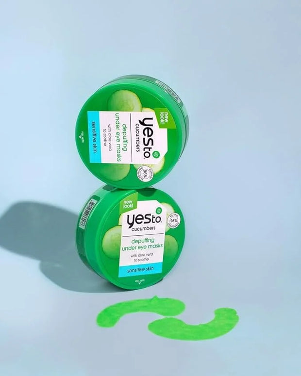 Yes To Cucumbers Sensitive Skin Set – Cooling Jelly Mask, Depuffing Under Eye Masks, Two-Step Eye Kit, - Product Image