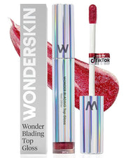Wonderskin WONDER BLADING Top Gloss - Red Glitter Lip Gloss, Hydrating and High Shine Finish Lip Makeup (Red Glitter) - Pr...