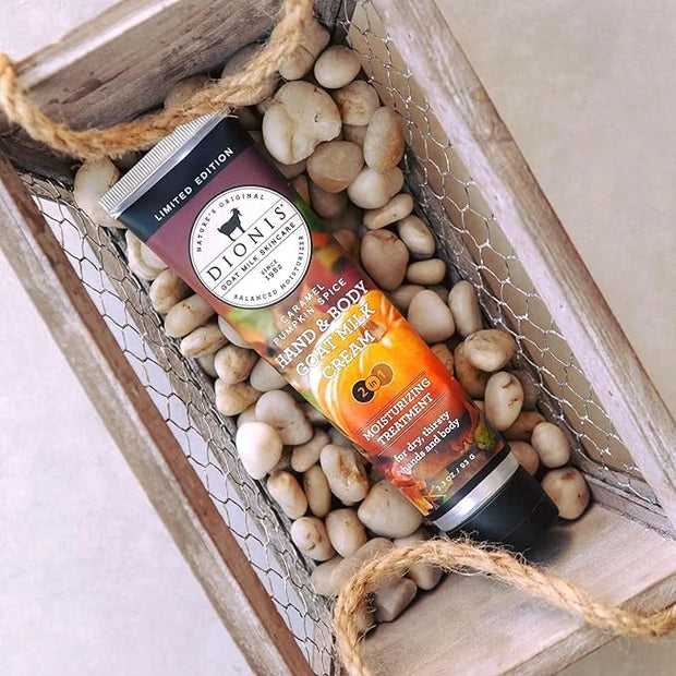 Dionis Goat Milk Skincare Pumpkin Overnight Lip Mask & Lip Balm Kit + Hand & Body Cream - Product Image