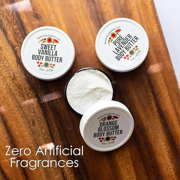 Travel Size Body Butter Set w/Orange Blossom, Lavender & Sweet Vanilla Body Creams - TSA Approved Travel Size Products, Mi...