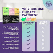 LivaClean 24k Gold Under Eye Patches (30 Pairs), Eye Mask, Collagen Skin Care Products, Eye Patches for Puffy Eyes, Eye Ma...