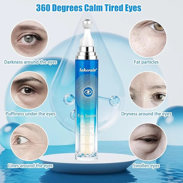 5% Caffeine Eye Serum with 360° Massage Rollerball Topper,Caffeine Cream for Dark Circles,Wrinkles,Puffiness and Fine Line...