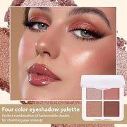 4 Colors Matte Shimmer Eyeshadow Makeup Palette,Rose Gold Nude Pink Highly Pigmented Natural Neutral Eye Shadow Palette,Lo...