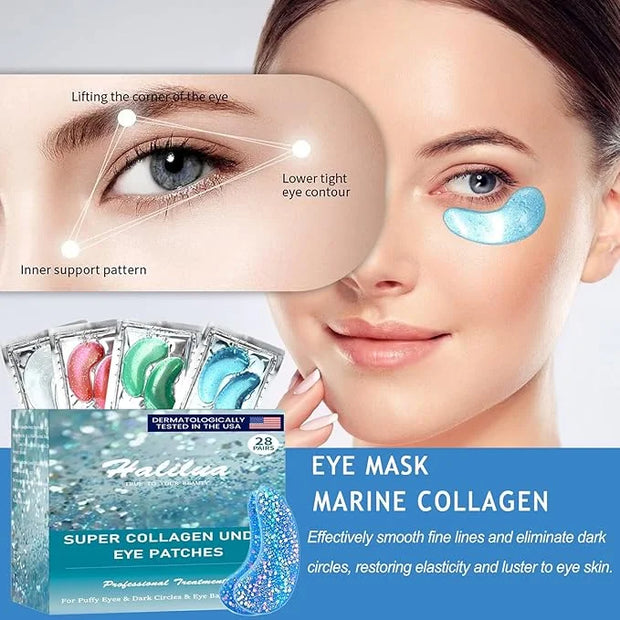 28 Pairs Collagen Eye Mask, Anti Wrinkle Eye Patches for Puffy Eyes and Dark Circles, Natural Marine Collagen Eye Gel Pads...