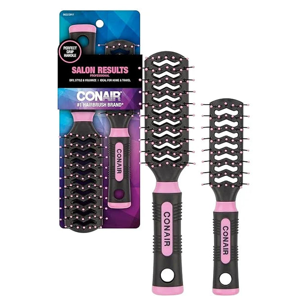 Conair Salon Results Vent Hairbrush Set - Detangling Hair brush - suitable for men and women - features Travel + Full-size...