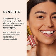 Winky Lux Very There Lip Oil, Hydrating Nude Pink Tint with Jojoba Oil, Non-Sticky Glossy Lip Oil, Tinted Pink Gloss for J...