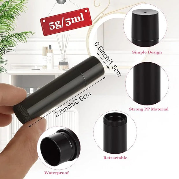 100 Pack Empty Lip Balm Tubes, Black