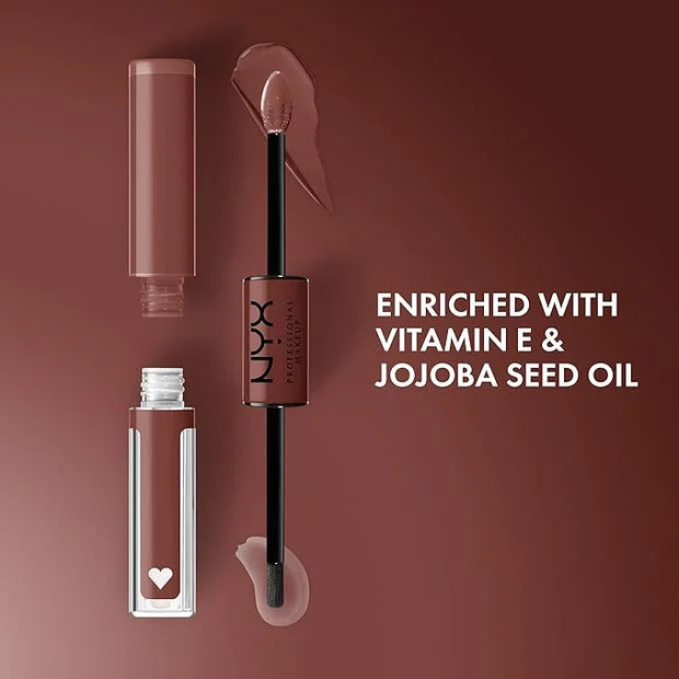 NYX PROFESSIONAL MAKEUP Shine Loud, Long-Lasting Liquid Lipstick with Clear Lip Gloss - Boundary Pusher (Warm Brown) - Pro...