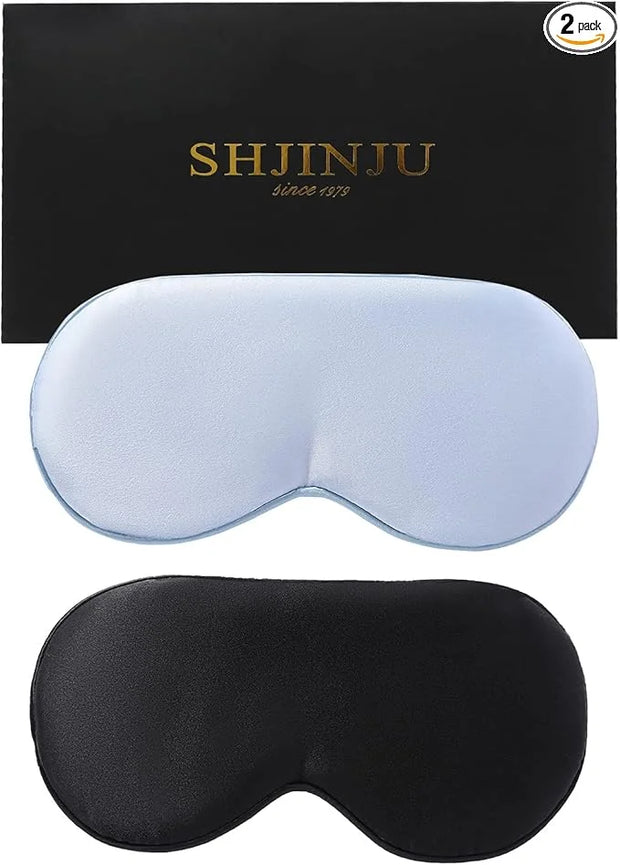 2-Pack 100% Real Natural Silk Eye Mask, Silk Sleeping Mask, Shade Puffy Eye Gift with Adjustable Straps, Sleep Eye Mask, S...