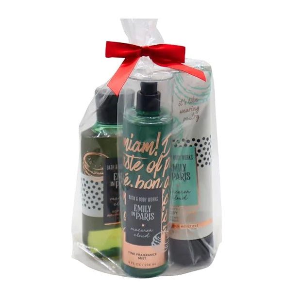 Bath & Body Works Emily in Paris MACARON CLOUD 3pc Bundle Gift Set with a Red Bow for Holidays - Mist, Body Cream, Shower ...