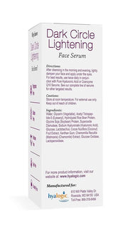 Hyalogic Dark Circle Lightening Face Serum - Treat Under Eye Dark Circles w/Hyaluronic Acid, Eveseryl & Regu-Age - Soothe,...