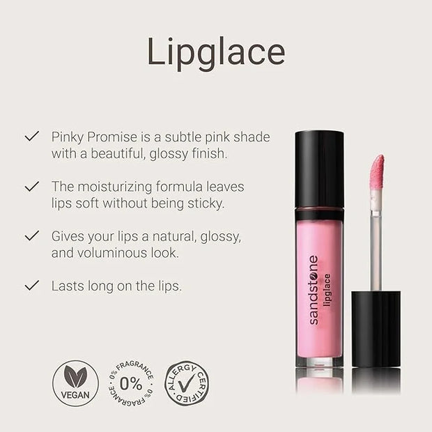 Lipglace - Pinky Promise - Hypoallergenic Vegan Lip Gloss - Fragrance Free & Allergy Certified Non-Sticky & Moisturizing L...