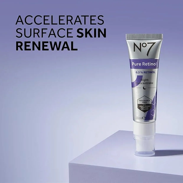 No7 Retinol Collection - Includes Retinol Night Repair Cream (25ml), Eye Cream (5ml), 0.3% Night Concentrate (10ml), Velve...