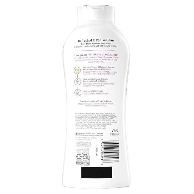 Olay Body Wash for Women, Fresh Radiance, Refreshing & Renewing, Made with Plant Based Cleansers, B3 Botanical Complex, Fo...
