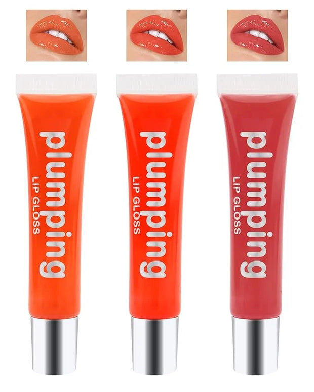 Hydrating Lip Glow Oil-3Pcs Tinted Plumping Lip Oil Lip Plumper, Moisturizing Smooth Lipgloss for Lip Care, Glossy Finish ...