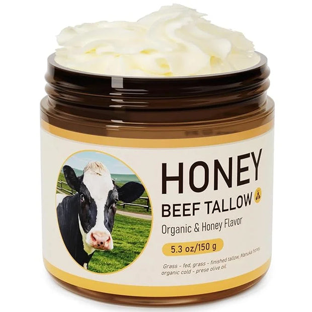 Beef Tallow, Beef Tallow for Skin, Tallow Face Moisturizer, Honey-Flavoured Whipped Tallow Face Cream Moisturizer Beef Tal...
