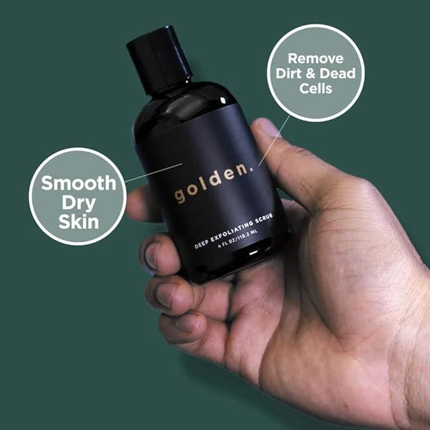 Golden Grooming Co. Essential Skincare Set for Men | Complete Face & Body Care Kit with Face Wash, Exfoliating Scrub, Body...