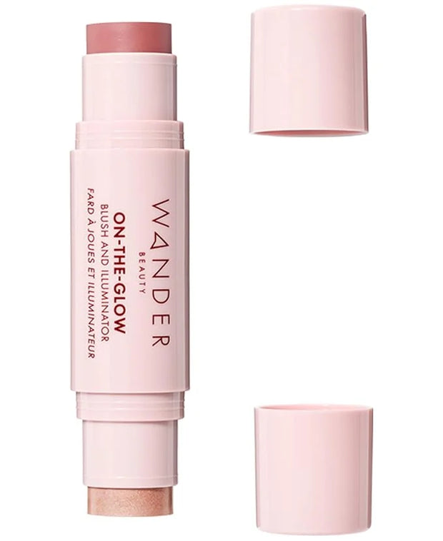 Wander Beauty On-the-Glow Blush and Illuminator - Bare/Nude Glow - 7-in-1 Hydrating Cream Blush & Highlighting Stick - Sti...
