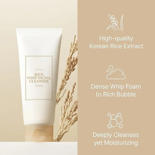 I'm From Rice Whip Facial Cleanser Set - Travel Kit With Face Wash 5.07 fl oz & Toner 1.01 fl oz, Low-pH Rice Water Cleans...