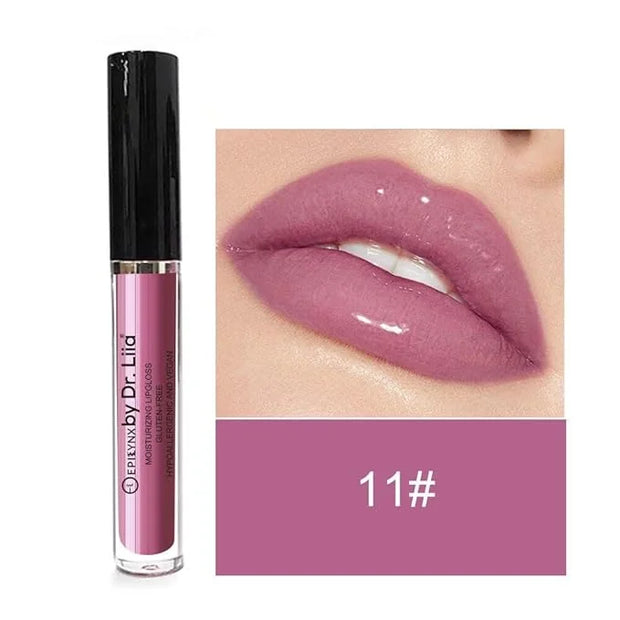 Vegan Moisturizing, Long Lasting Lip Gloss - Satin & Glitter - Allergen Free for Sensitive Skin - Burgundy Pink by Dr. Lii...