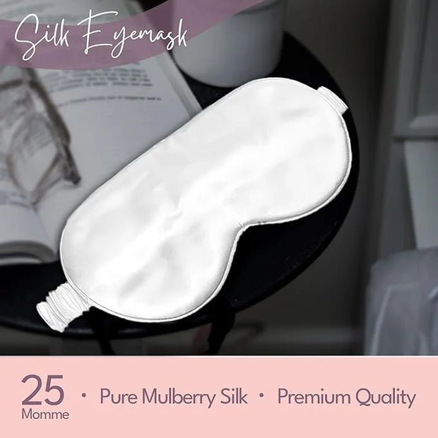 CELESTIAL SILK 100% Silk Sleep Mask for Women with Silk Covered Elastic Strap, Eye Mask for Sleeping (One Size, White) - P...