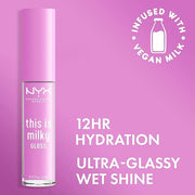 NYX PROFESSIONAL MAKEUP This Is Milky Gloss, Vegan Lip Gloss, 12 Hour Hydration - Lilac Splash (Sheer Baby Purple) - Produ...