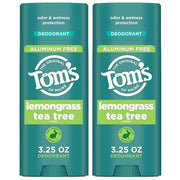 Tom's of Maine Lemongrass Tea Tree Aluminum Free Natural Deodorant For Women & Men | Goes on Clear | Odor & Wetness Protec...