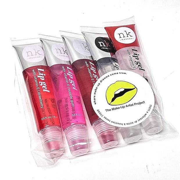 5 Pack Variety Bundle of Lip Gels With Viatmin E - Clear, Rosehip, Strawberry, Cherry, and Bubble Gum Hydrating Lip Glosse...