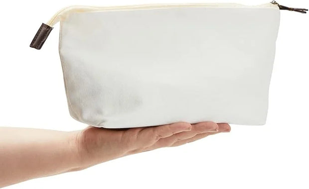 Juvale 6 Pack Canvas Makeup Bags with Zipper - 11.75 x 5.5 In White Cotton Canvas Makeup Bag Set for Toiletries and DIY Cr...