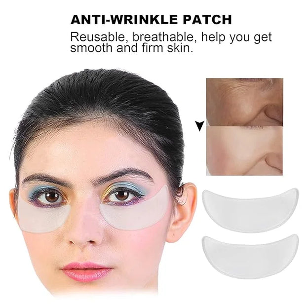2Pcs Anti‑Wrinkle Face Eye Patch, Reusable Silicone Eye Pad Sticker for Face Caring - Product Image