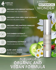 American Natural Eye Serum for Puffy Bags Under Eyes (0.5oz) - Dark Eye Circle Remover with Organic Cucumber & Chamomile E...