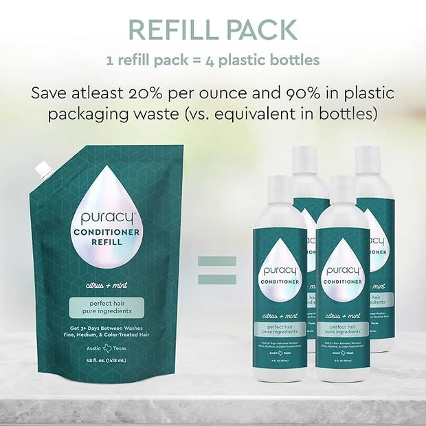 Puracy Conditioner for Fine, Medium, and Color-Treated Hair - Pure Ingredients for Cleaner, Silkier Hair Longer, 98.95% Na...