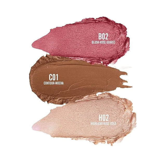 KIMUSE Multi Stick Trio Face Makeup, Cream Blush Stick for Cheeks & Lips, Contour Stick & Highlighter Makeup Sticks for Al...