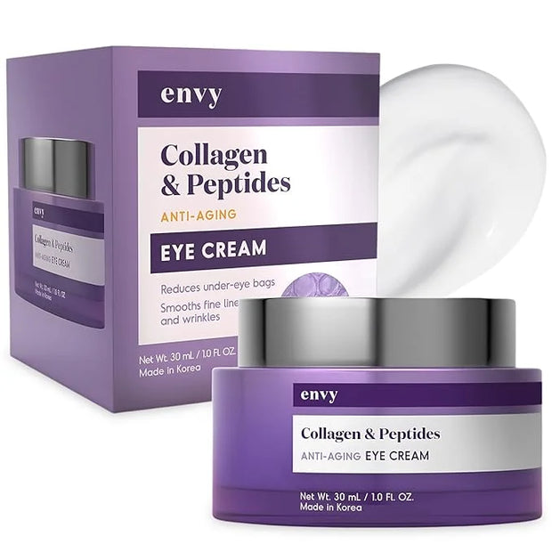 Envy Collagen & Peptides Eye Cream - Reduces Dark Circles, Puffiness & Wrinkles, Moisturizing, Anti-Aging, Rejuvenates, De...