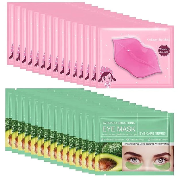 30 Pairs Lip Mask Under Eye Masks Patches, Crystal Collagen Hydrating Moisturizing Smoothing Lips Gel Pads for Puffy Eyes ...