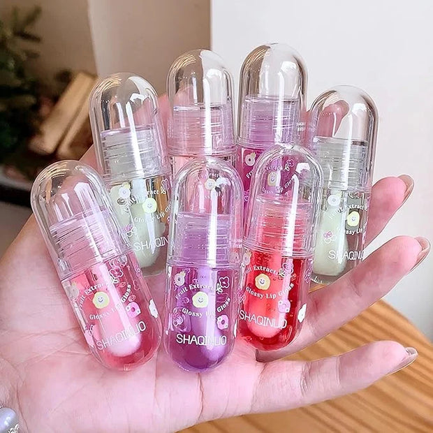 Non-Sticky Tinted Lip Gloss Oil Set,Moisturizing Lip Gloss,4Pcs Plumping Lip Oil,Fruity Lasting Nourishing Shiny Lip Oils ...