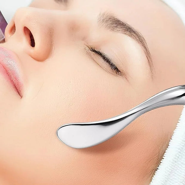 Zinc Alloy Eye Cream Spoon Eye Fatigue Relief Massage Tool for Skincare Makeup Application and Facial Care Silver Eye Spoo...